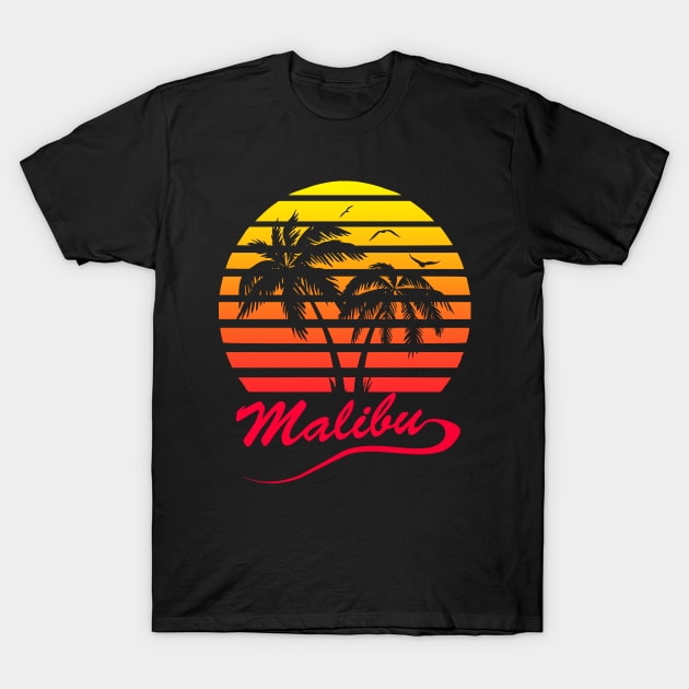 Malibu 80s Sunset T-Shirt by Nerd_art